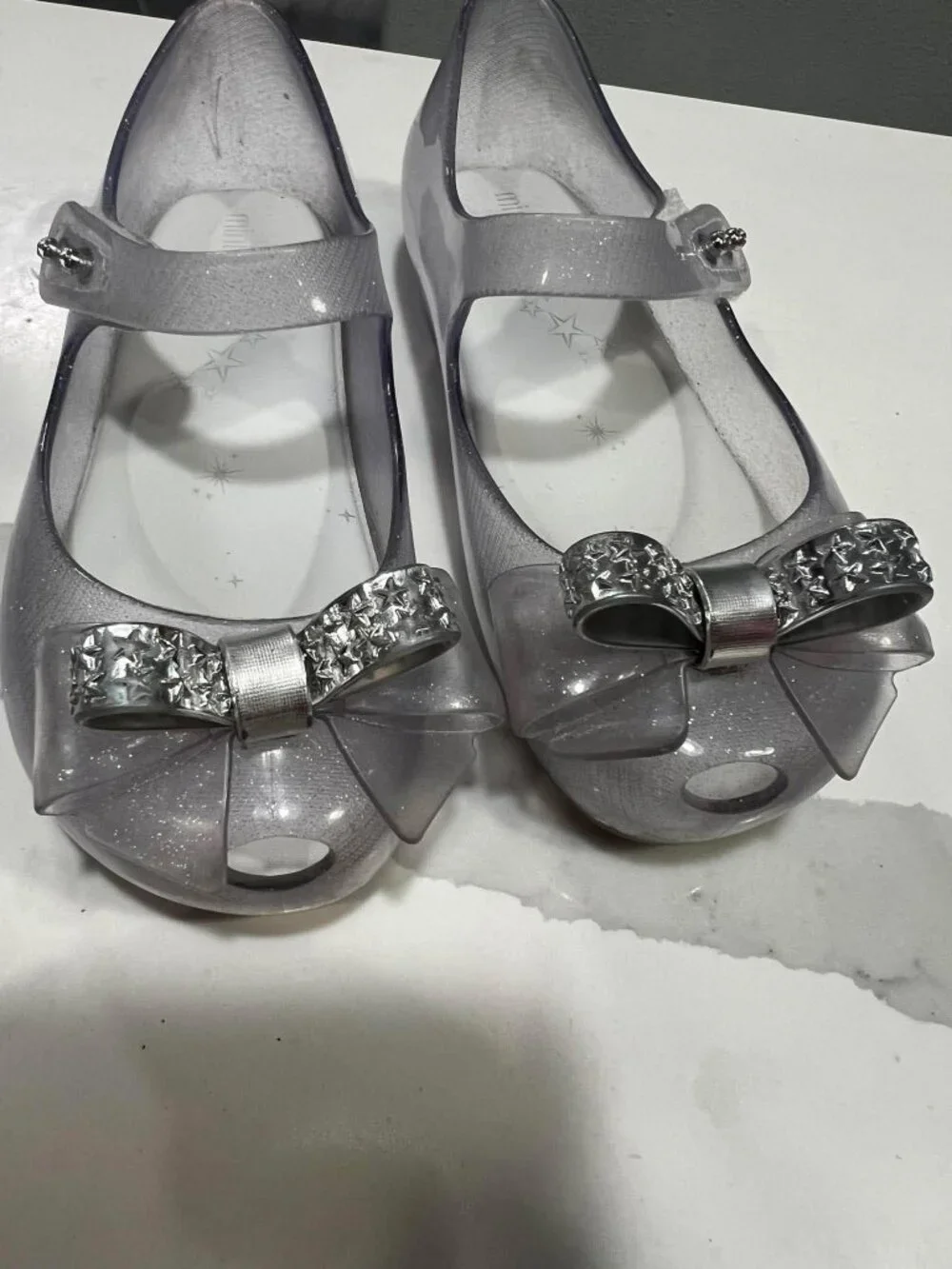 Mini Melissa Clear Glitter Bow Jelly Shoes Mary Jane Size 10 Toddler